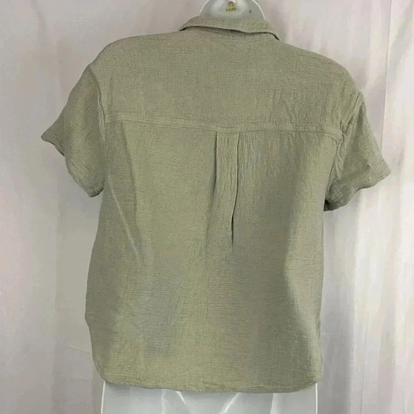 Madewell Soft Green Blouse Top XS Linen Blend Women's - Picture 6 of 9